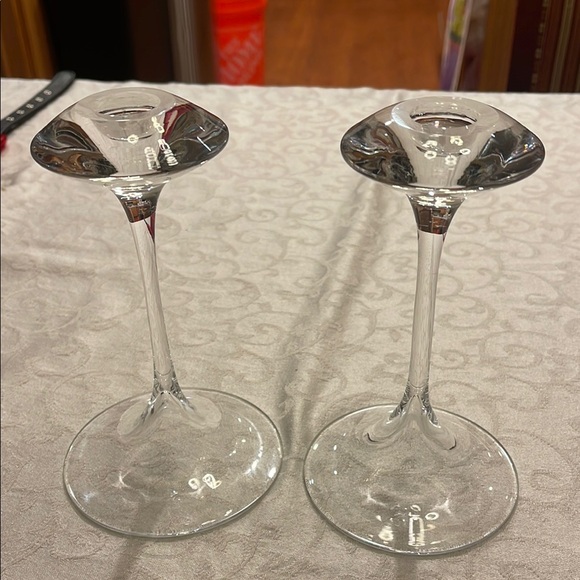 Set of 2 Vintage Kosta Boda candle sticks artist signed 68205 7” tall